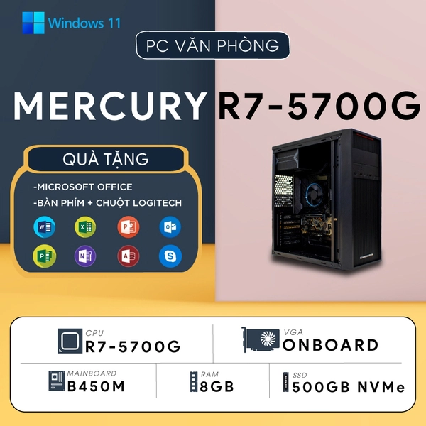 PC ST-MERCURY R7 (Ryzen 7 5700G, Radeon Graphics, Ram 8GB, SSD 500GB, 500W, Win 11) - Ảnh 4